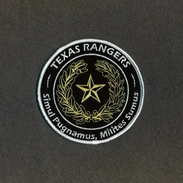 Ronde geborduurde patch Texas Rangers met ster en lauwerkrans